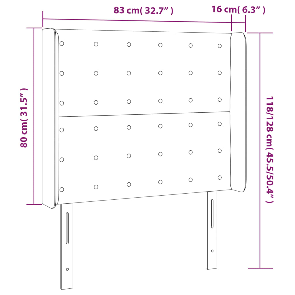 Hoofdbord met randen 83x16x118/128 cm kunstleer zwart is nu te koop bij PeponiXL, paradijselijk wonen!