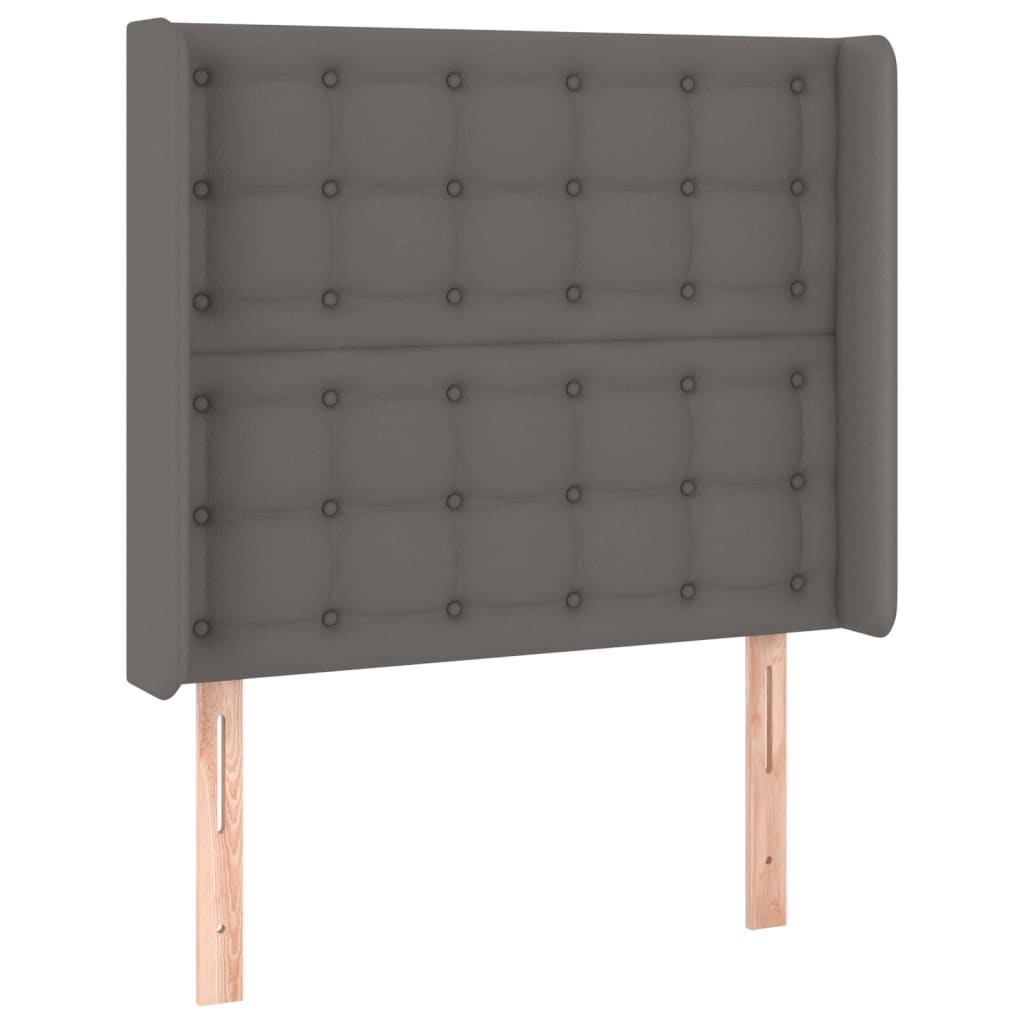 Hoofdbord met randen 83x16x118/128 cm kunstleer grijs is nu te koop bij PeponiXL, paradijselijk wonen!
