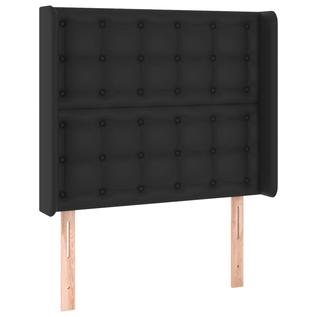 Hoofdbord met randen 93x16x118/128 cm kunstleer zwart is nu te koop bij PeponiXL, paradijselijk wonen!