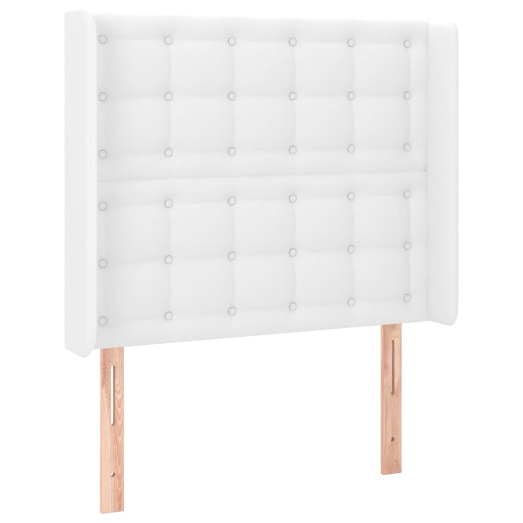Hoofdbord met randen 93x16x118/128 cm kunstleer wit is nu te koop bij PeponiXL, paradijselijk wonen!