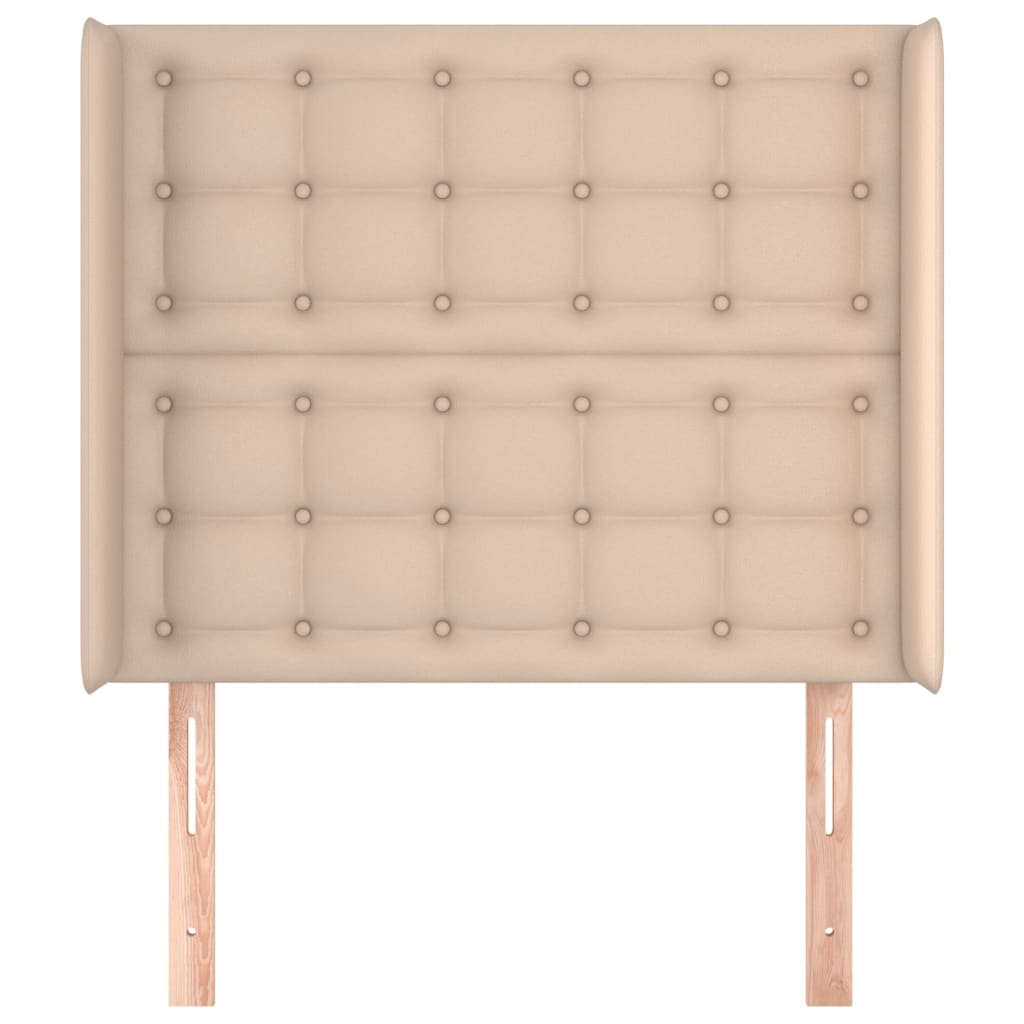 Hoofdbord met randen 93x16x118/128 cm kunstleer cappuccinokleur is nu te koop bij PeponiXL, paradijselijk wonen!