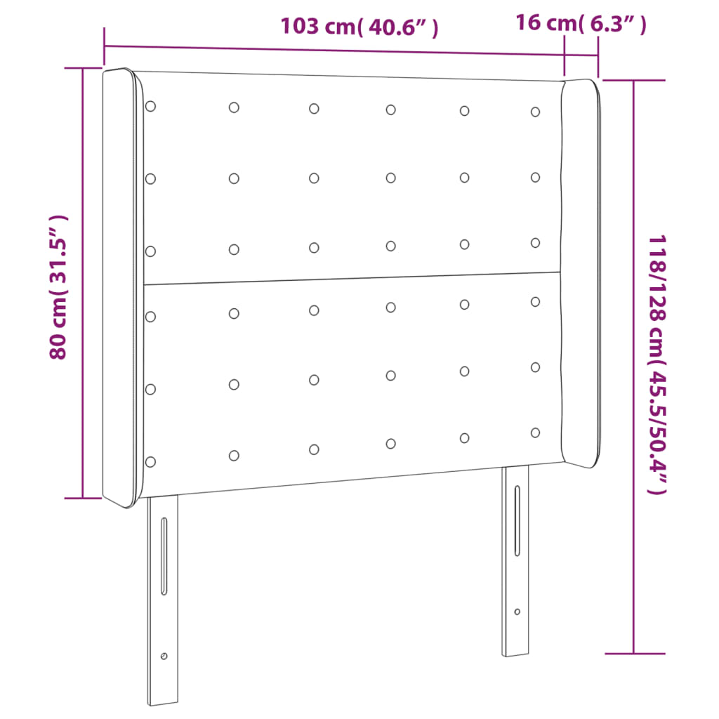 Hoofdbord met randen 103x16x118/128 cm kunstleer zwart is nu te koop bij PeponiXL, paradijselijk wonen!