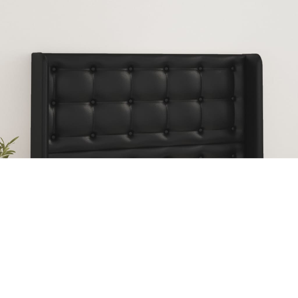 Hoofdbord met randen 103x16x118/128 cm kunstleer zwart is nu te koop bij PeponiXL, paradijselijk wonen!