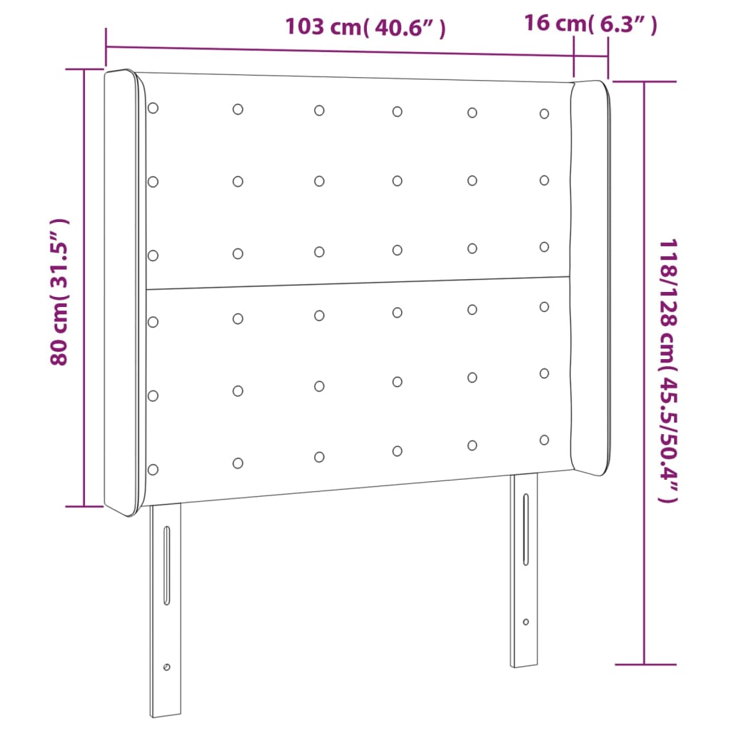 Hoofdbord met randen 103x16x118/128 cm kunstleer grijs is nu te koop bij PeponiXL, paradijselijk wonen!