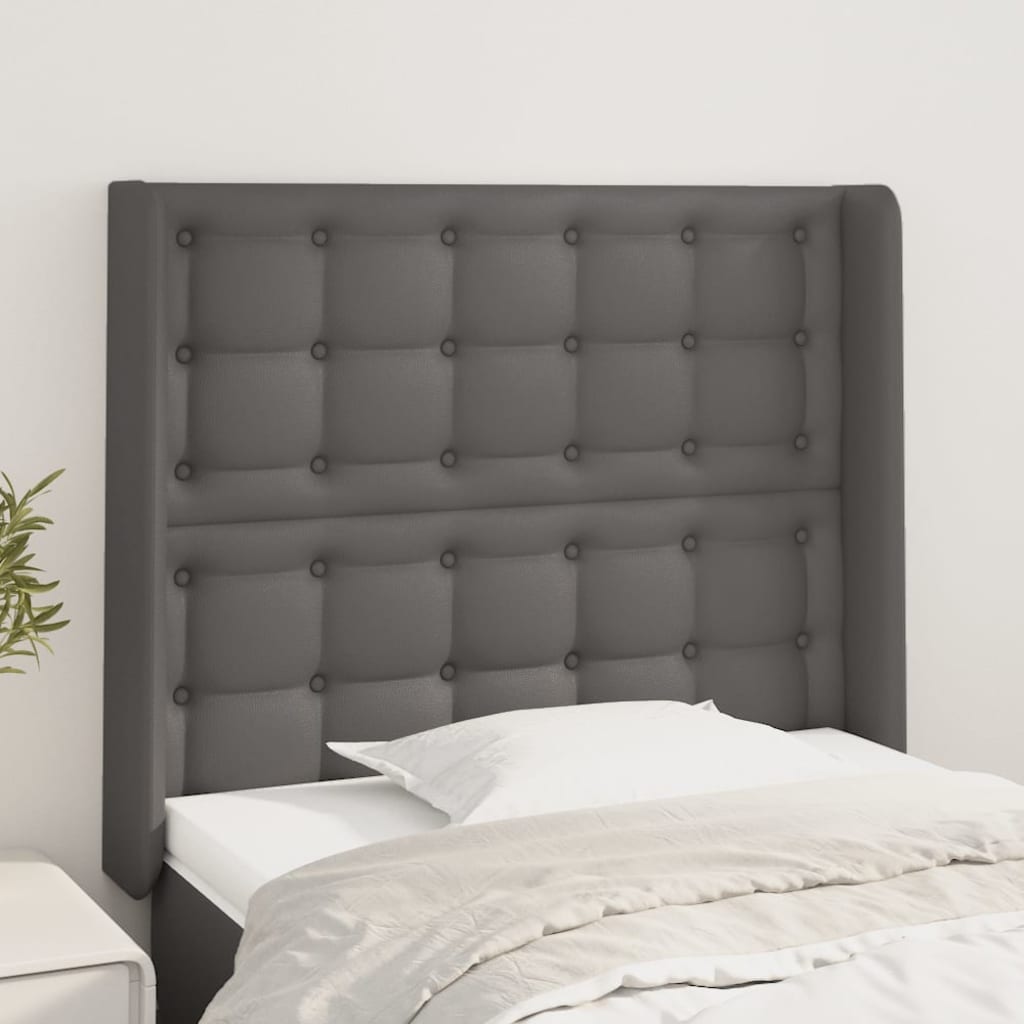 Hoofdbord met randen 103x16x118/128 cm kunstleer grijs is nu te koop bij PeponiXL, paradijselijk wonen!