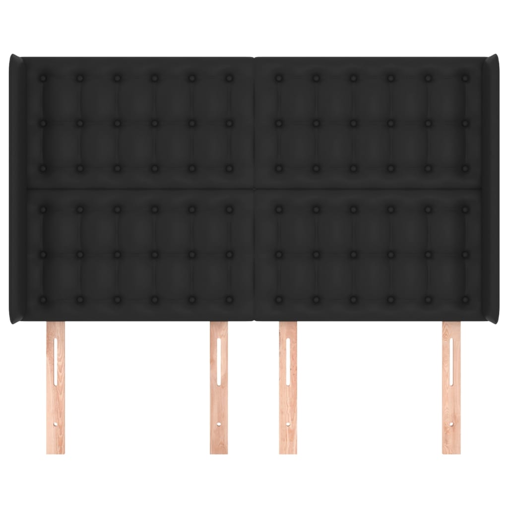 Hoofdbord met randen 147x16x118/128 cm kunstleer zwart is nu te koop bij PeponiXL, paradijselijk wonen!