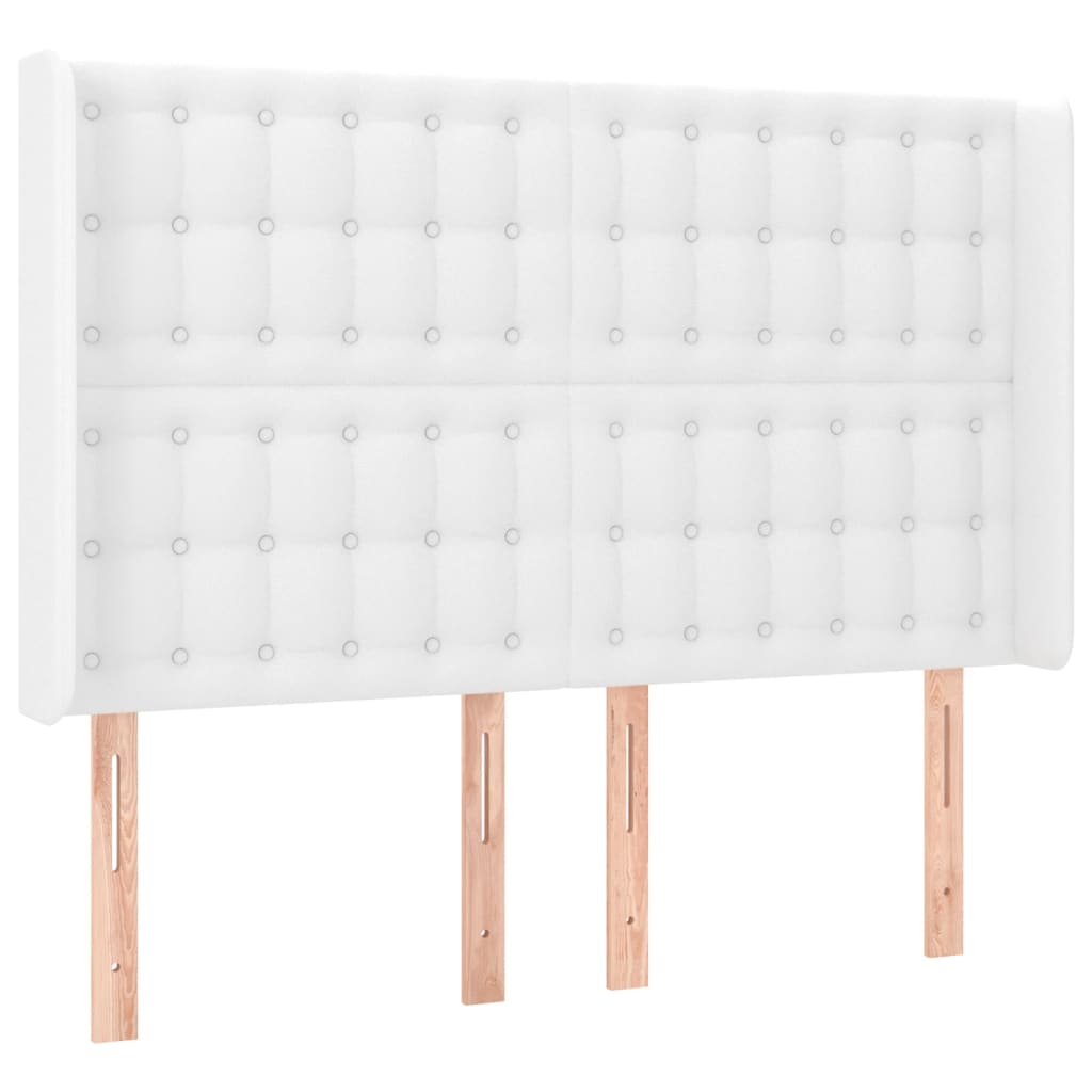 Hoofdbord met randen 147x16x118/128 cm kunstleer wit is nu te koop bij PeponiXL, paradijselijk wonen!
