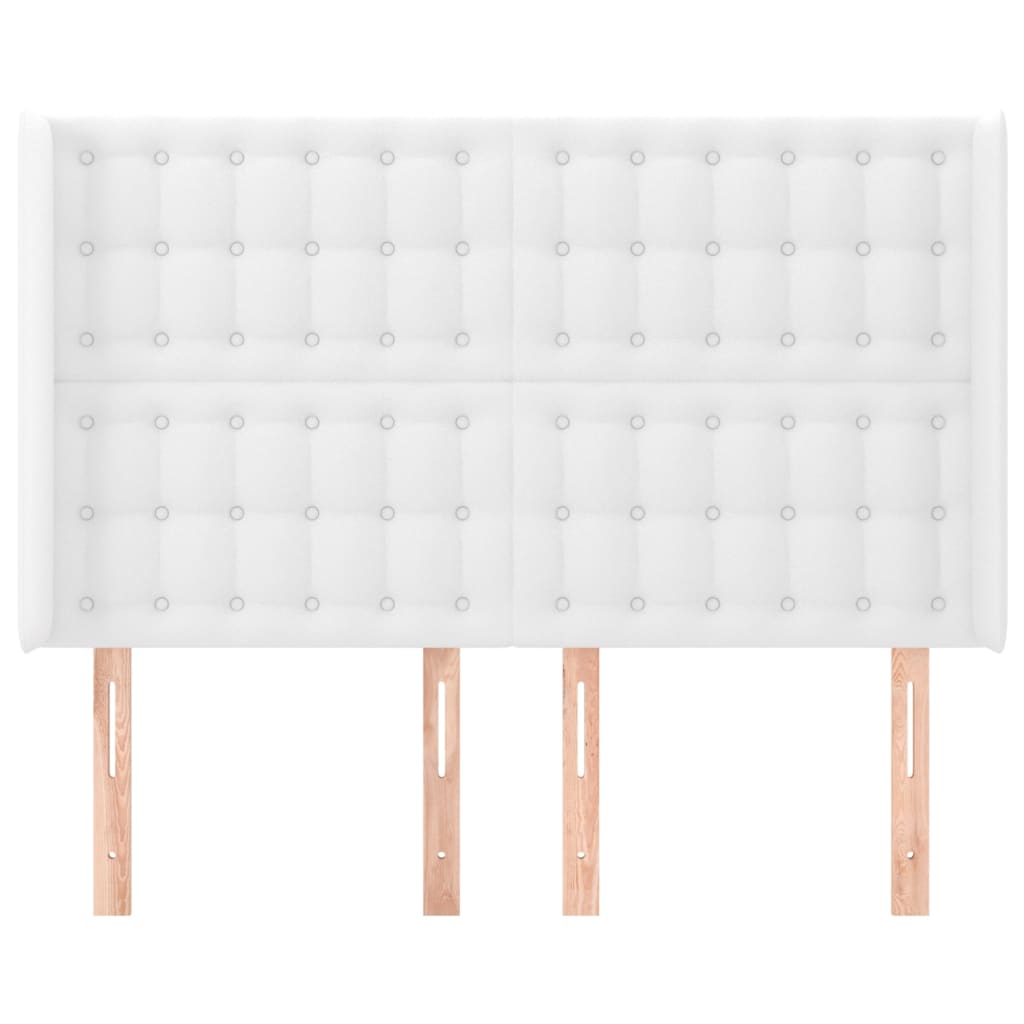 Hoofdbord met randen 147x16x118/128 cm kunstleer wit is nu te koop bij PeponiXL, paradijselijk wonen!