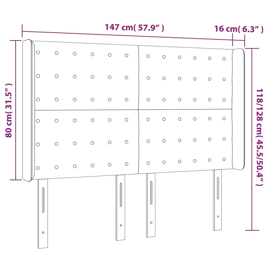 Hoofdbord met randen 147x16x118/128 cm kunstleer wit is nu te koop bij PeponiXL, paradijselijk wonen!