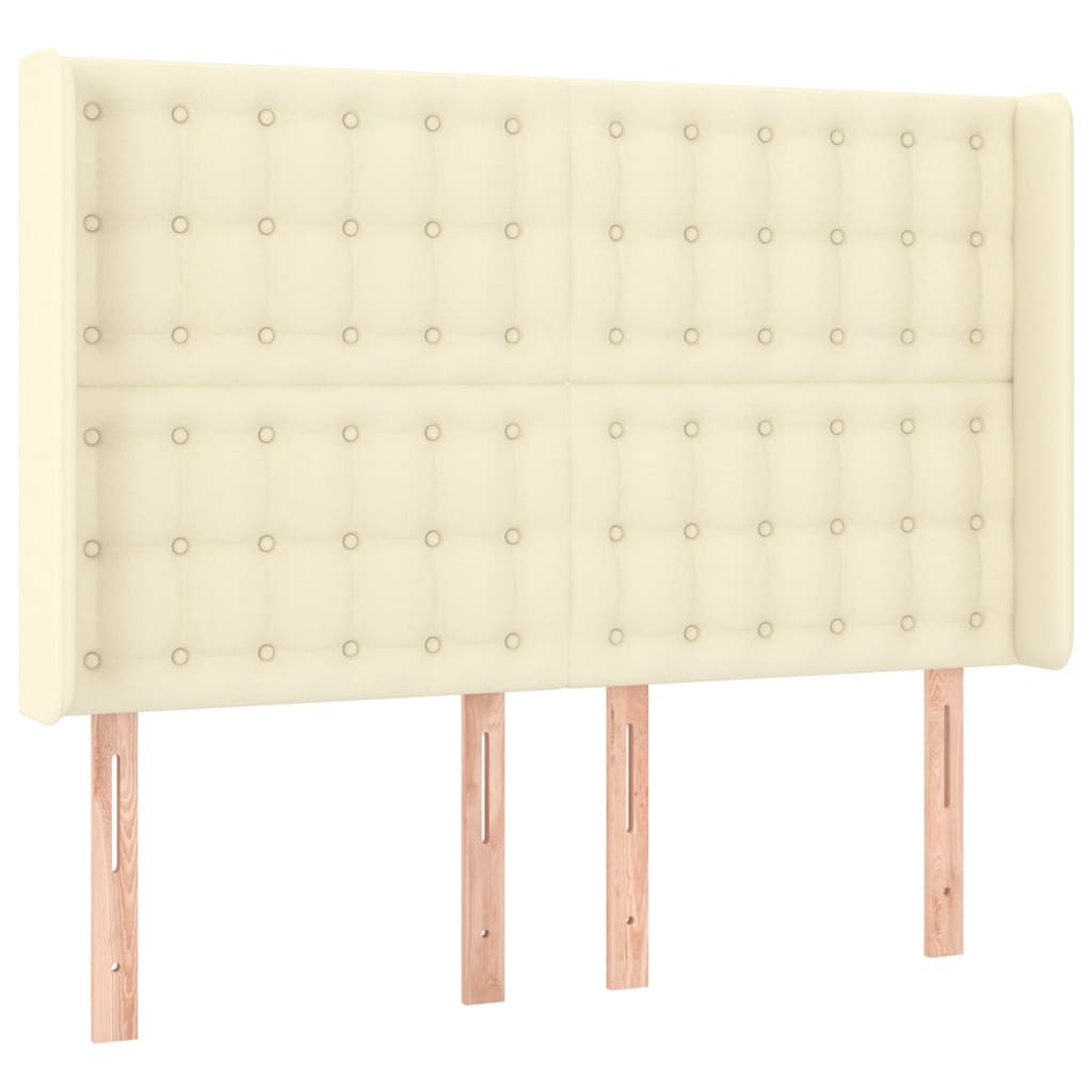 Hoofdbord met randen 147x16x118/128 cm kunstleer crèmekleurig is nu te koop bij PeponiXL, paradijselijk wonen!