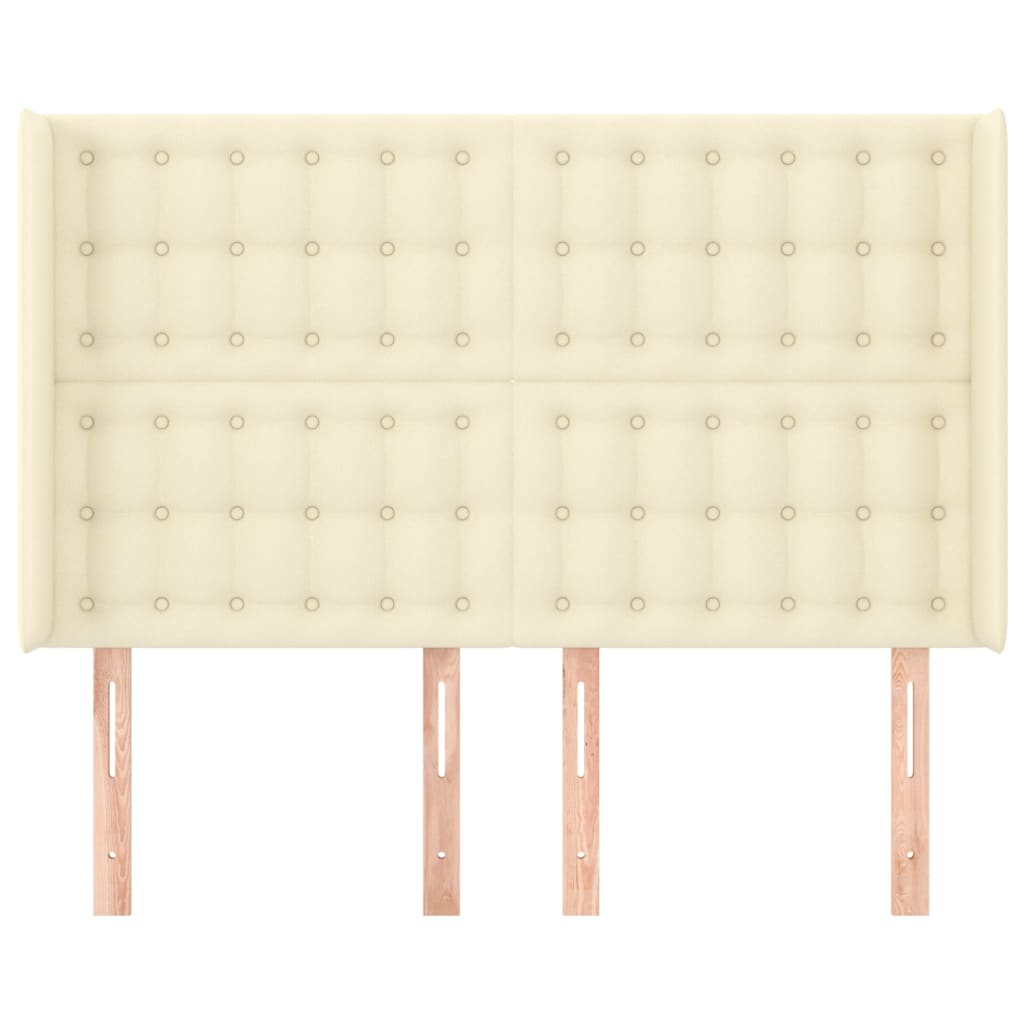 Hoofdbord met randen 147x16x118/128 cm kunstleer crèmekleurig is nu te koop bij PeponiXL, paradijselijk wonen!