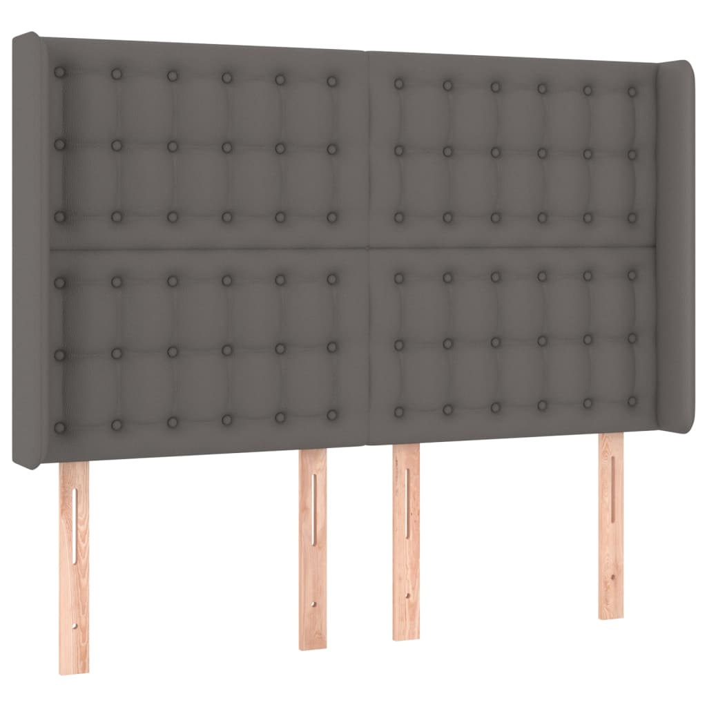 Hoofdbord met randen 147x16x118/128 cm kunstleer grijs is nu te koop bij PeponiXL, paradijselijk wonen!