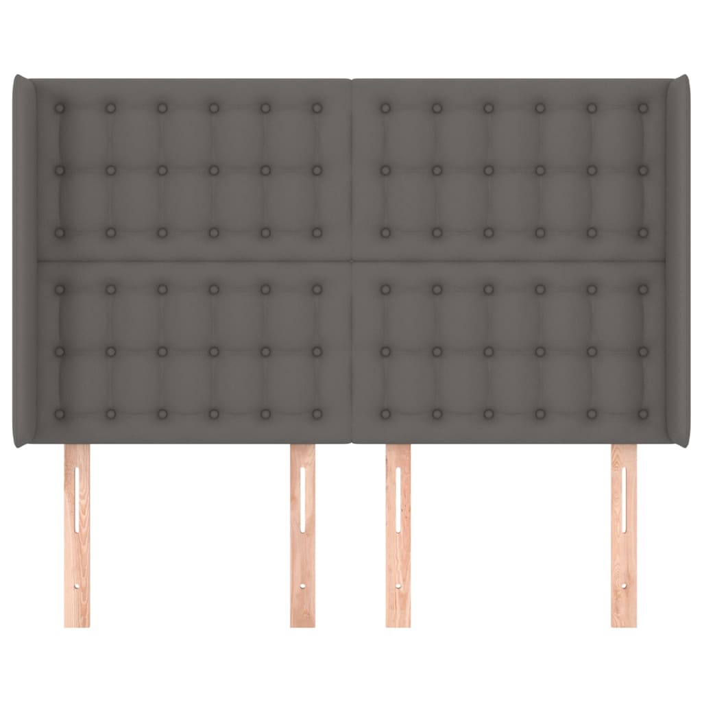 Hoofdbord met randen 147x16x118/128 cm kunstleer grijs is nu te koop bij PeponiXL, paradijselijk wonen!