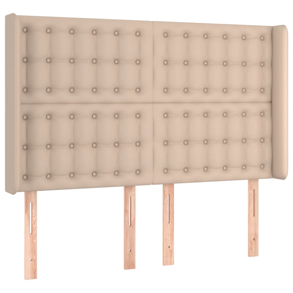 Hoofdbord met randen 147x16x118/128cm kunstleer cappuccinokleur is nu te koop bij PeponiXL, paradijselijk wonen!