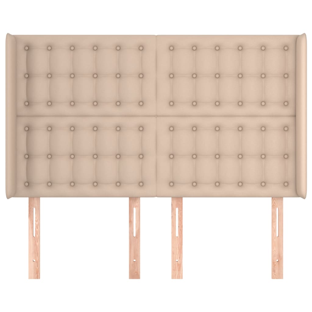 Hoofdbord met randen 147x16x118/128cm kunstleer cappuccinokleur is nu te koop bij PeponiXL, paradijselijk wonen!