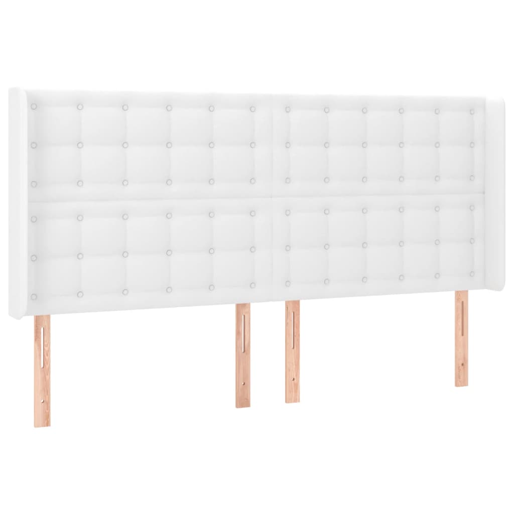 Hoofdbord met randen 163x16x118/128 cm kunstleer wit is nu te koop bij PeponiXL, paradijselijk wonen!
