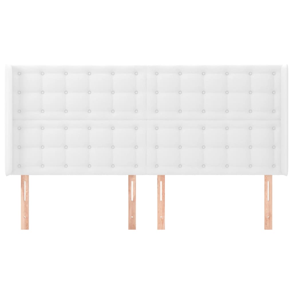 Hoofdbord met randen 183x16x118/128 cm kunstleer wit is nu te koop bij PeponiXL, paradijselijk wonen!