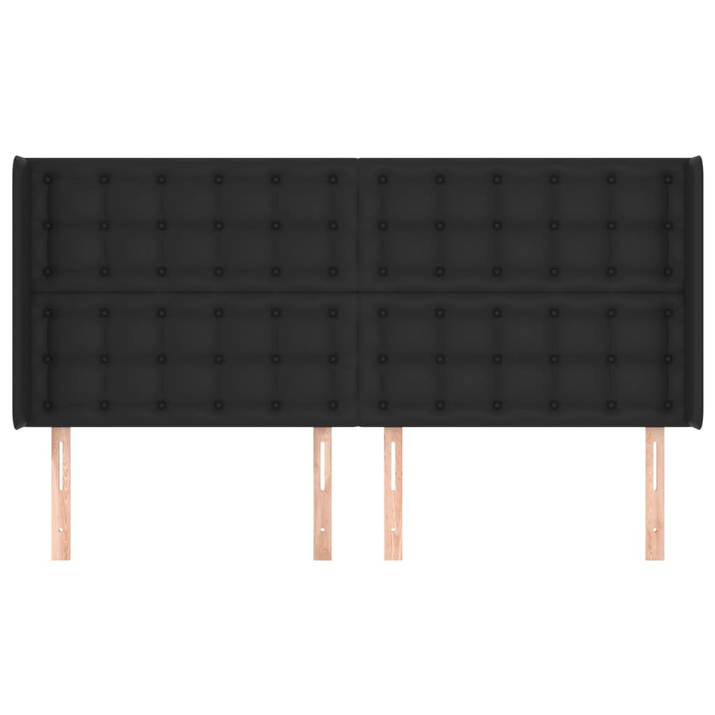 Hoofdbord met randen 203x16x118/128 cm kunstleer zwart is nu te koop bij PeponiXL, paradijselijk wonen!