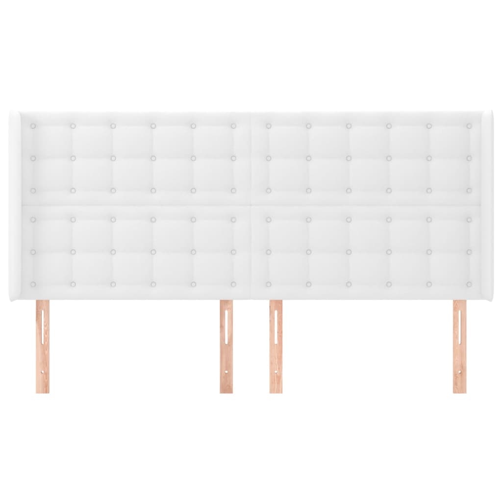Hoofdbord met randen 203x16x118/128 cm kunstleer wit is nu te koop bij PeponiXL, paradijselijk wonen!