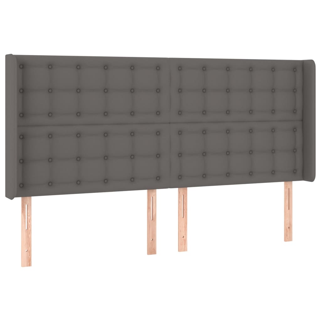 Hoofdbord met randen 203x16x118/128 cm kunstleer grijs is nu te koop bij PeponiXL, paradijselijk wonen!