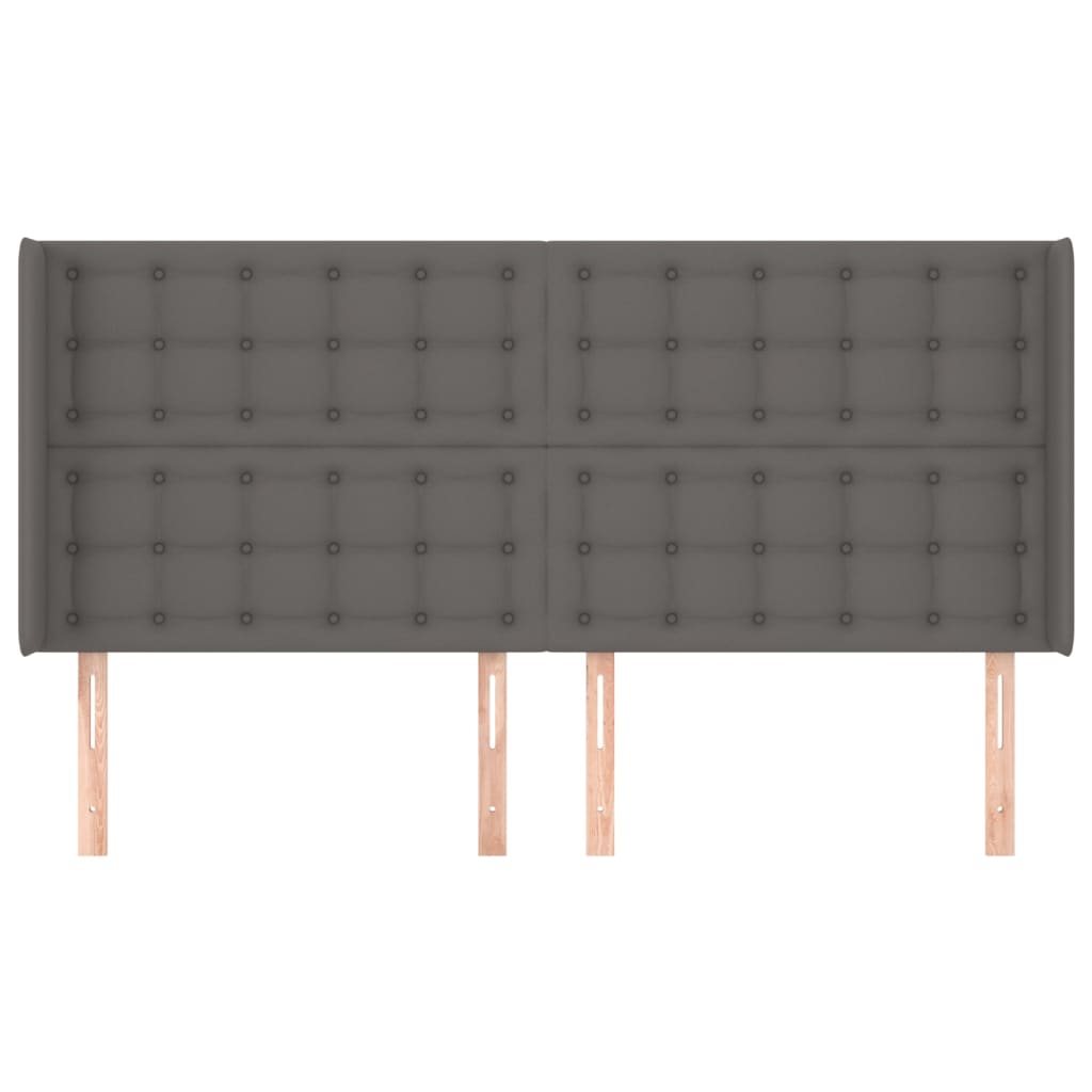 Hoofdbord met randen 203x16x118/128 cm kunstleer grijs is nu te koop bij PeponiXL, paradijselijk wonen!