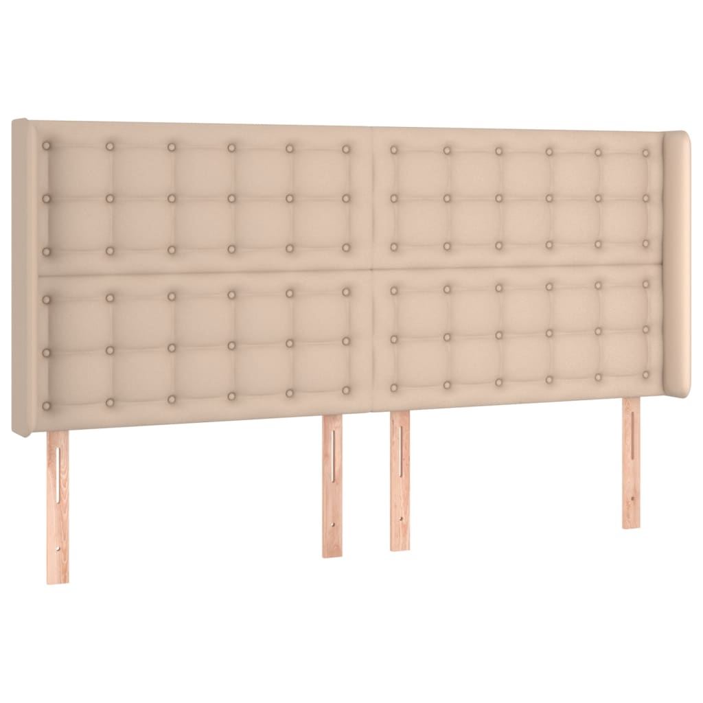 Hoofdbord met randen 203x16x118/128cm kunstleer cappuccinokleur is nu te koop bij PeponiXL, paradijselijk wonen!