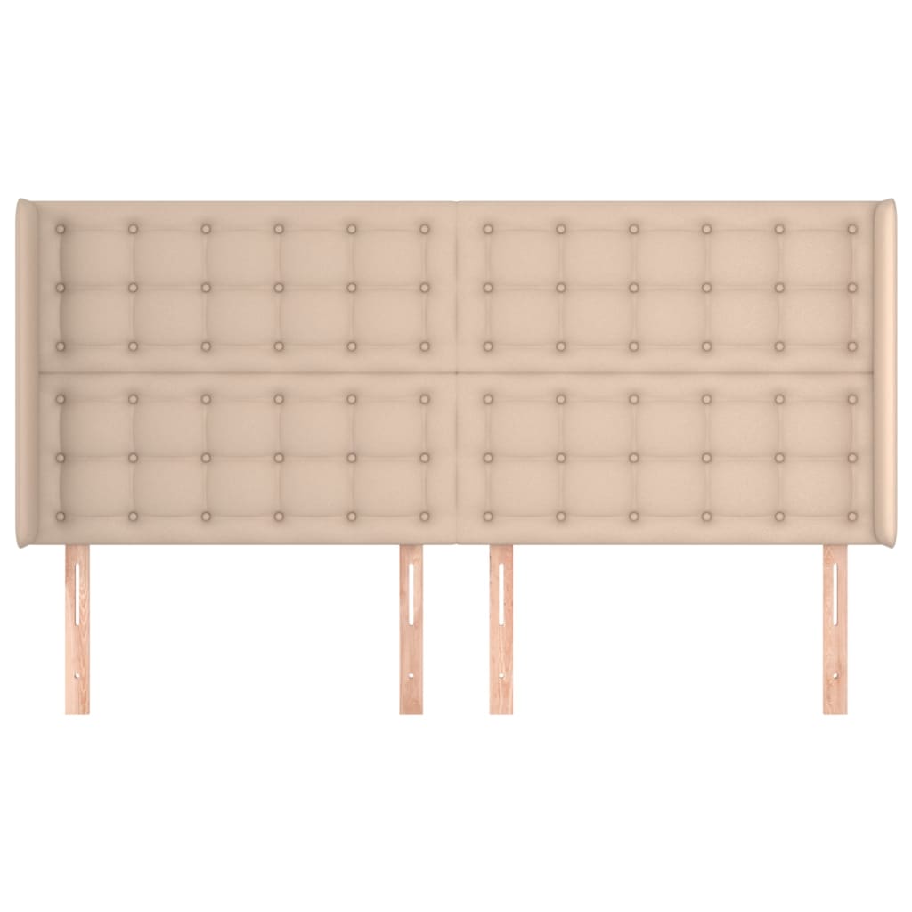 Hoofdbord met randen 203x16x118/128cm kunstleer cappuccinokleur is nu te koop bij PeponiXL, paradijselijk wonen!