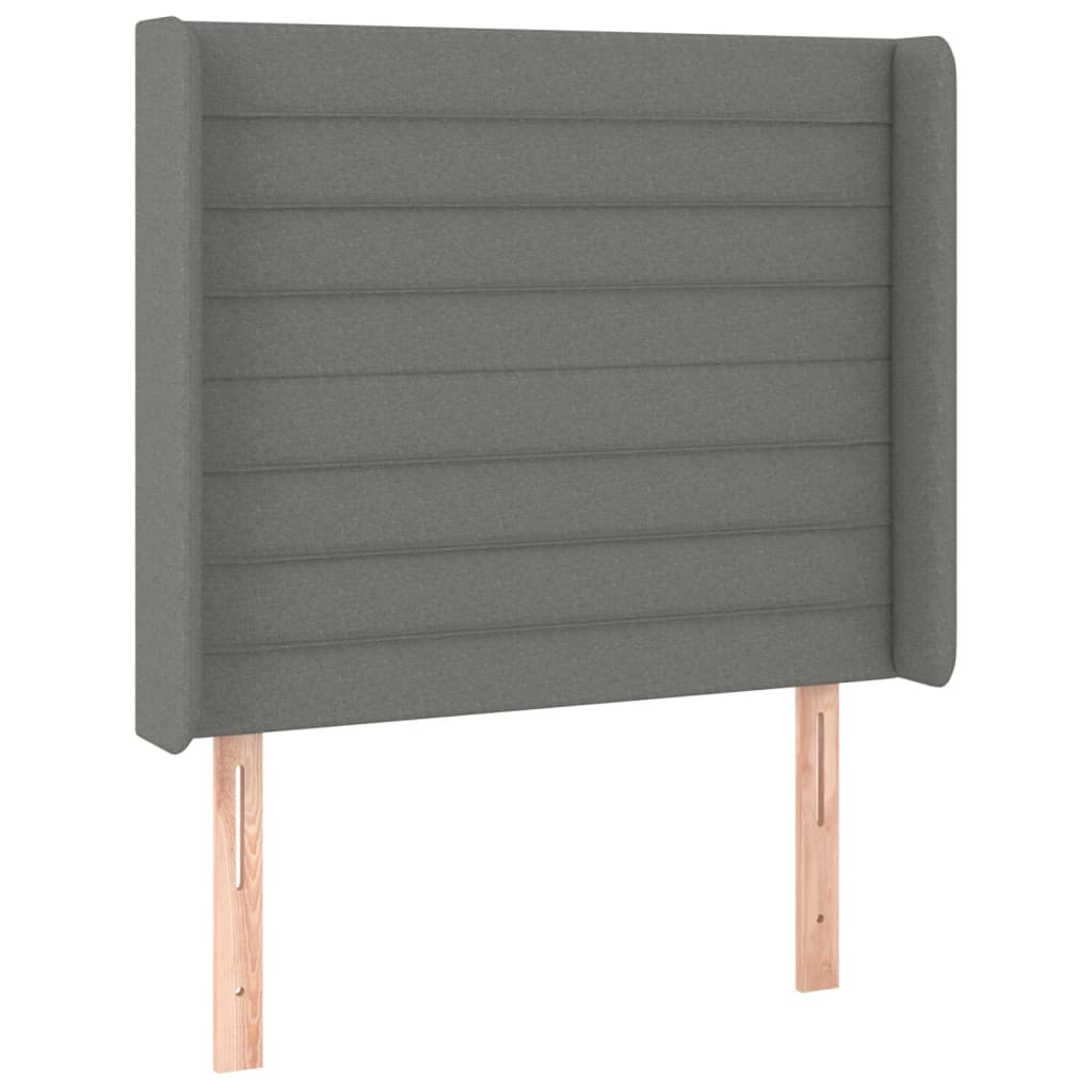 Hoofdbord met randen 83x16x118/128 cm stof donkergrijs is nu te koop bij PeponiXL, paradijselijk wonen!