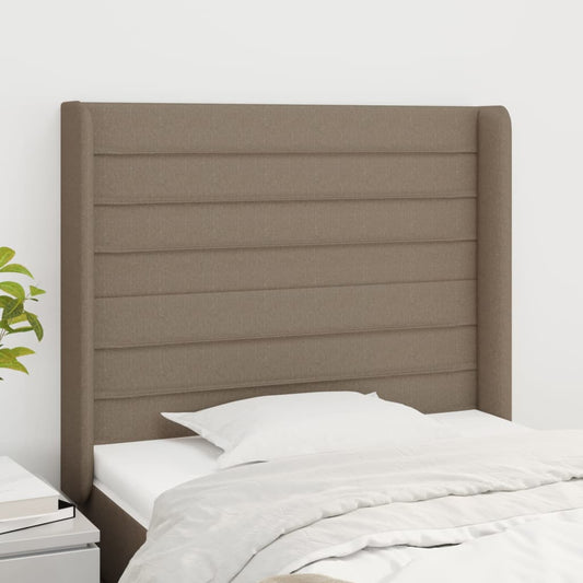 Hoofdbord met randen 93x16x118/128 cm stof taupe is nu te koop bij PeponiXL, paradijselijk wonen!