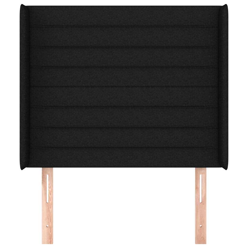 Hoofdbord met randen 103x16x118/128 cm stof zwart is nu te koop bij PeponiXL, paradijselijk wonen!