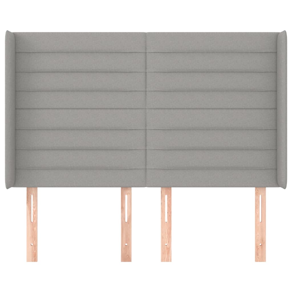 Hoofdbord met randen 147x16x118/128 cm stof lichtgrijs is nu te koop bij PeponiXL, paradijselijk wonen!
