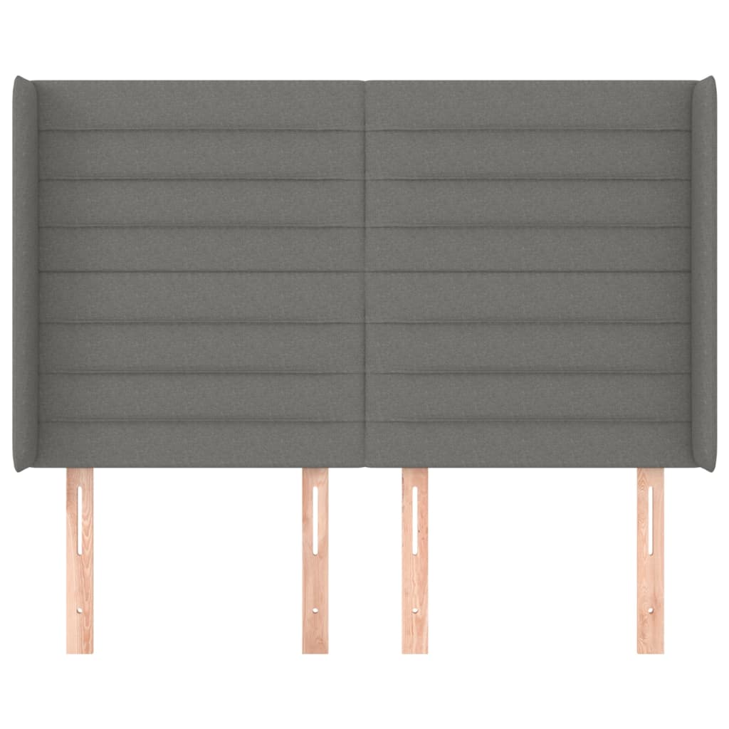 Hoofdbord met randen 147x16x118/128 cm stof donkergrijs is nu te koop bij PeponiXL, paradijselijk wonen!