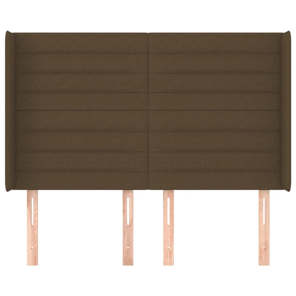 Hoofdbord met randen 147x16x118/128 cm stof donkerbruin is nu te koop bij PeponiXL, paradijselijk wonen!