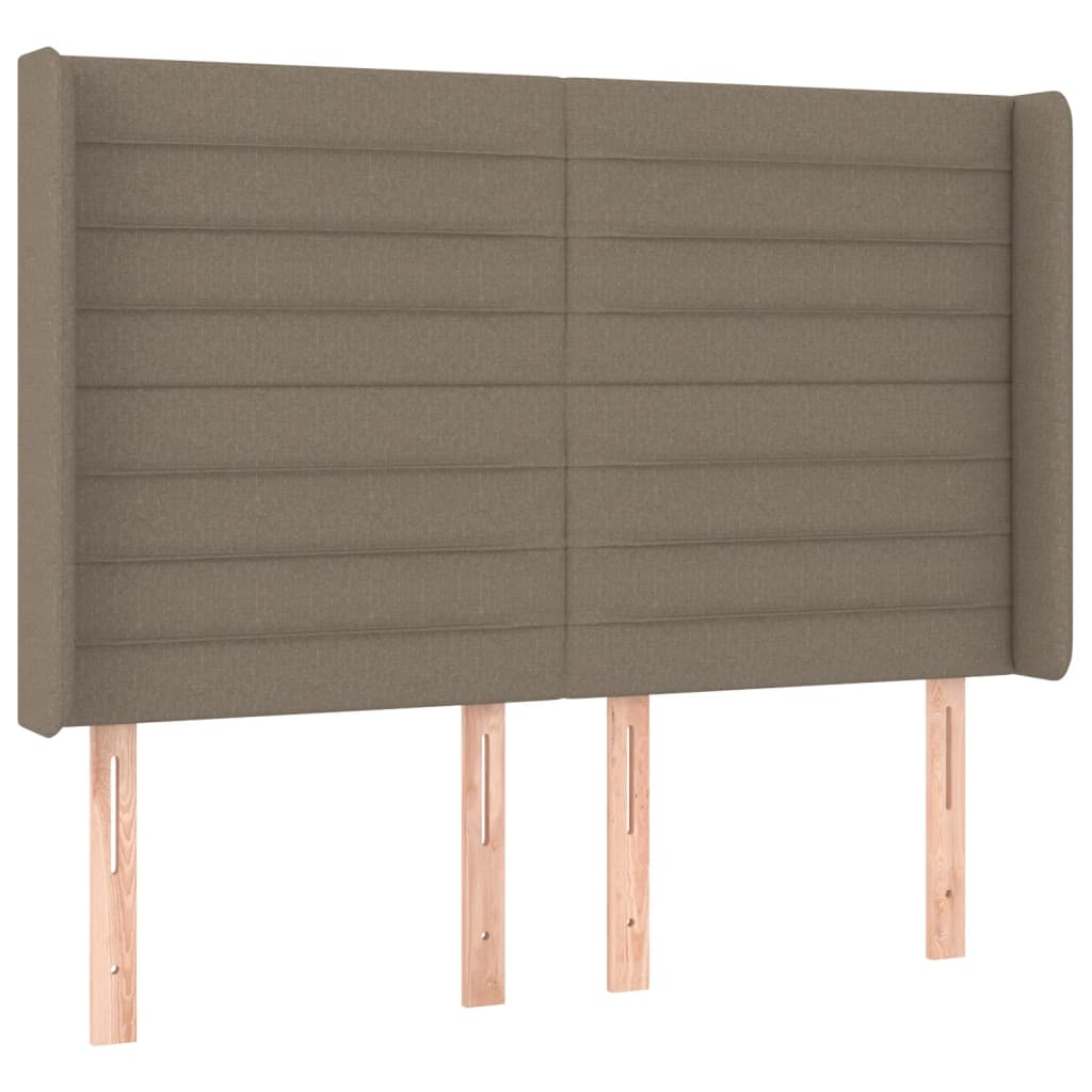 Hoofdbord met randen 147x16x118/128 cm stof taupe is nu te koop bij PeponiXL, paradijselijk wonen!