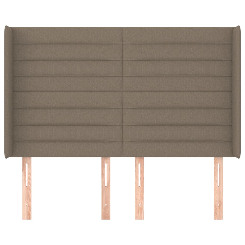 Hoofdbord met randen 147x16x118/128 cm stof taupe is nu te koop bij PeponiXL, paradijselijk wonen!