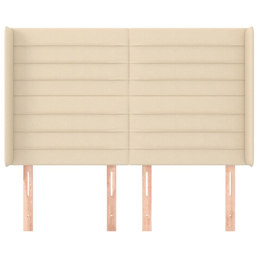 Hoofdbord met randen 147x16x118/128 cm stof crèmekleurig is nu te koop bij PeponiXL, paradijselijk wonen!
