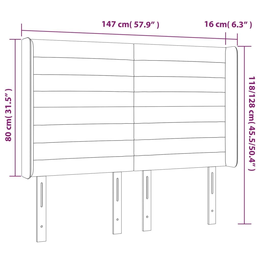 Hoofdbord met randen 147x16x118/128 cm stof crèmekleurig is nu te koop bij PeponiXL, paradijselijk wonen!