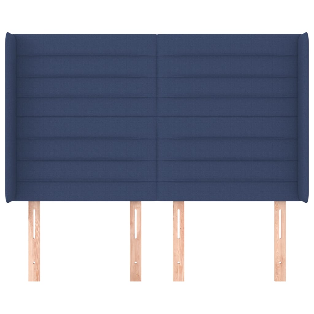 Hoofdbord met randen 147x16x118/128 cm stof blauw is nu te koop bij PeponiXL, paradijselijk wonen!