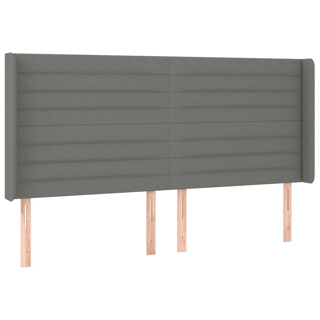 Hoofdbord met randen 163x16x118/128 cm stof donkergrijs is nu te koop bij PeponiXL, paradijselijk wonen!