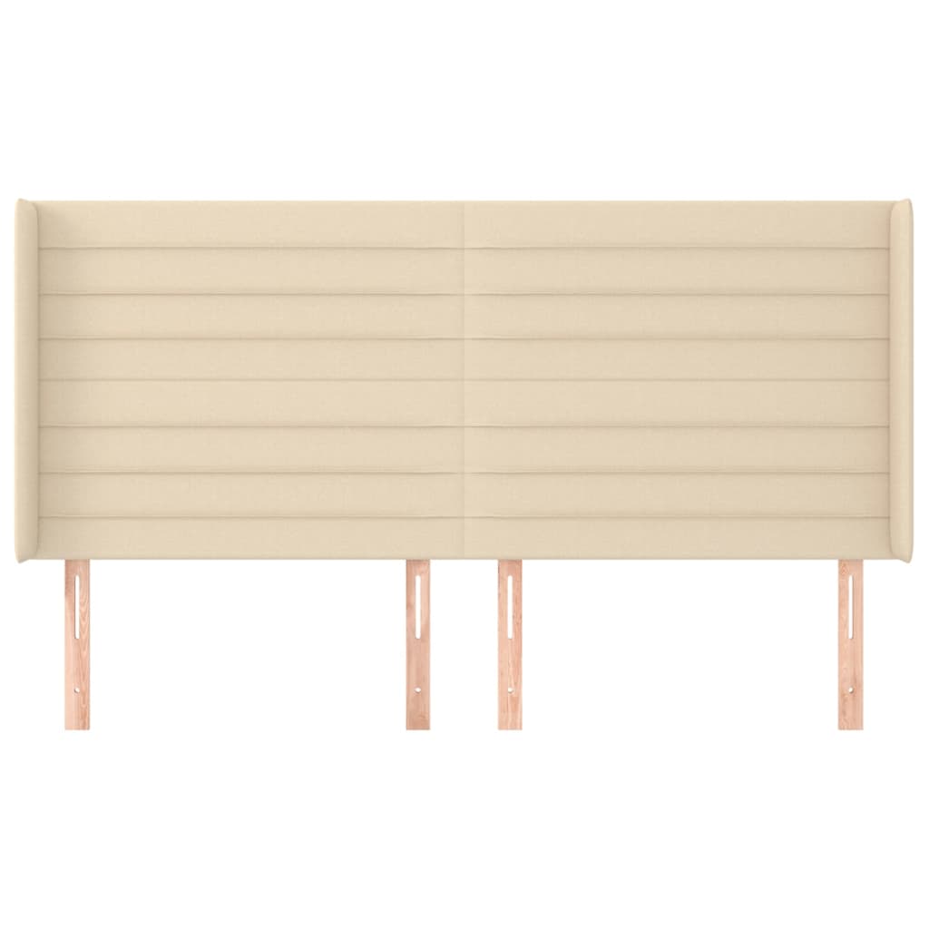 Hoofdbord met randen 163x16x118/128 cm stof crèmekleurig is nu te koop bij PeponiXL, paradijselijk wonen!