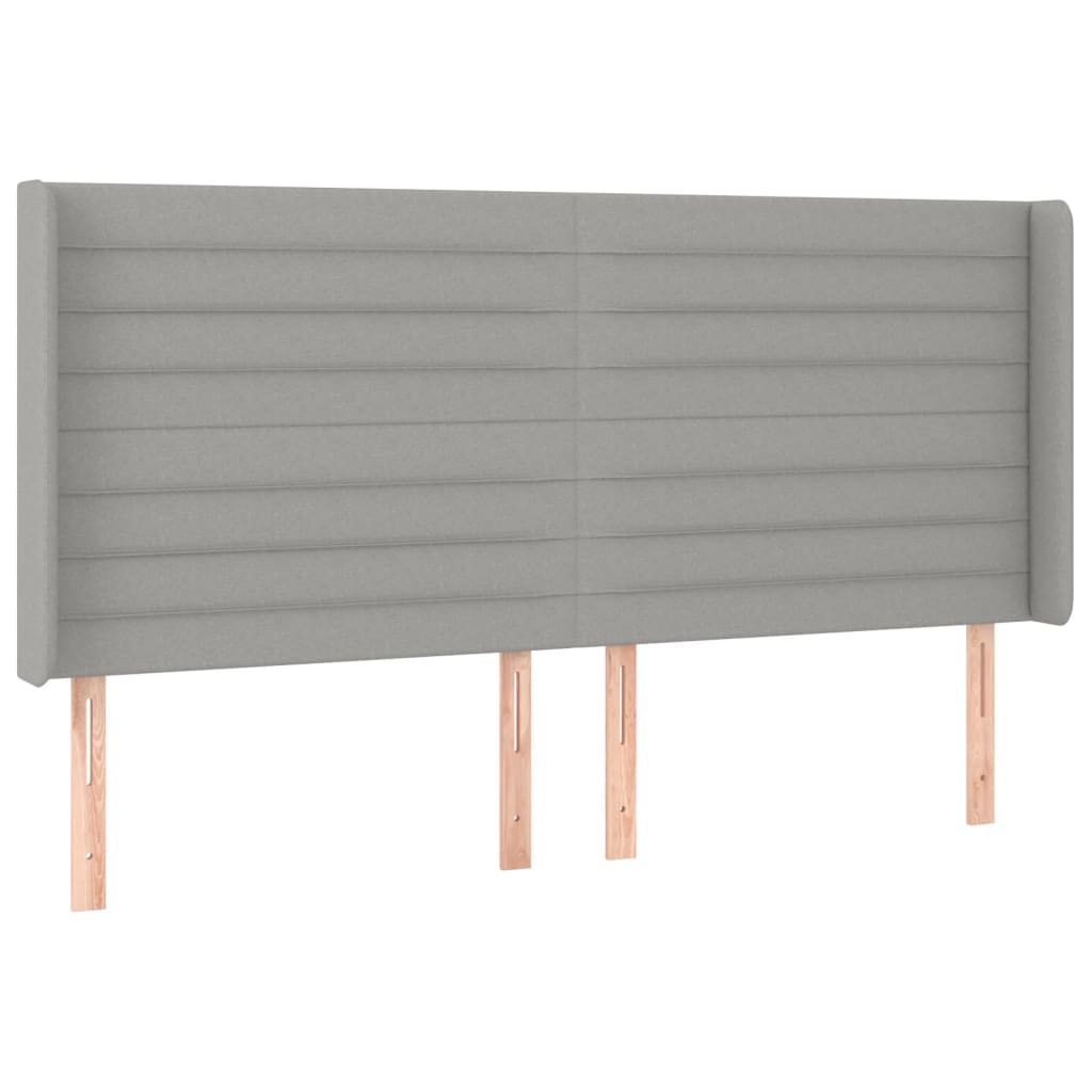 Hoofdbord met randen 183x16x118/128 cm stof lichtgrijs is nu te koop bij PeponiXL, paradijselijk wonen!