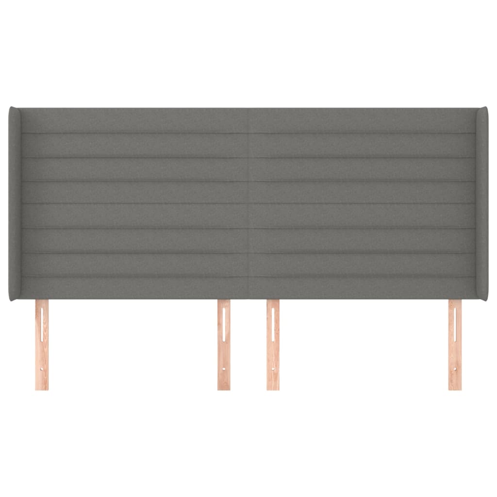 Hoofdbord met randen 183x16x118/128 cm stof donkergrijs is nu te koop bij PeponiXL, paradijselijk wonen!