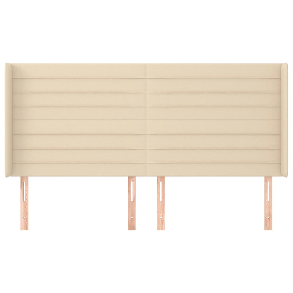 Hoofdbord met randen 183x16x118/128 cm stof crèmekleurig is nu te koop bij PeponiXL, paradijselijk wonen!