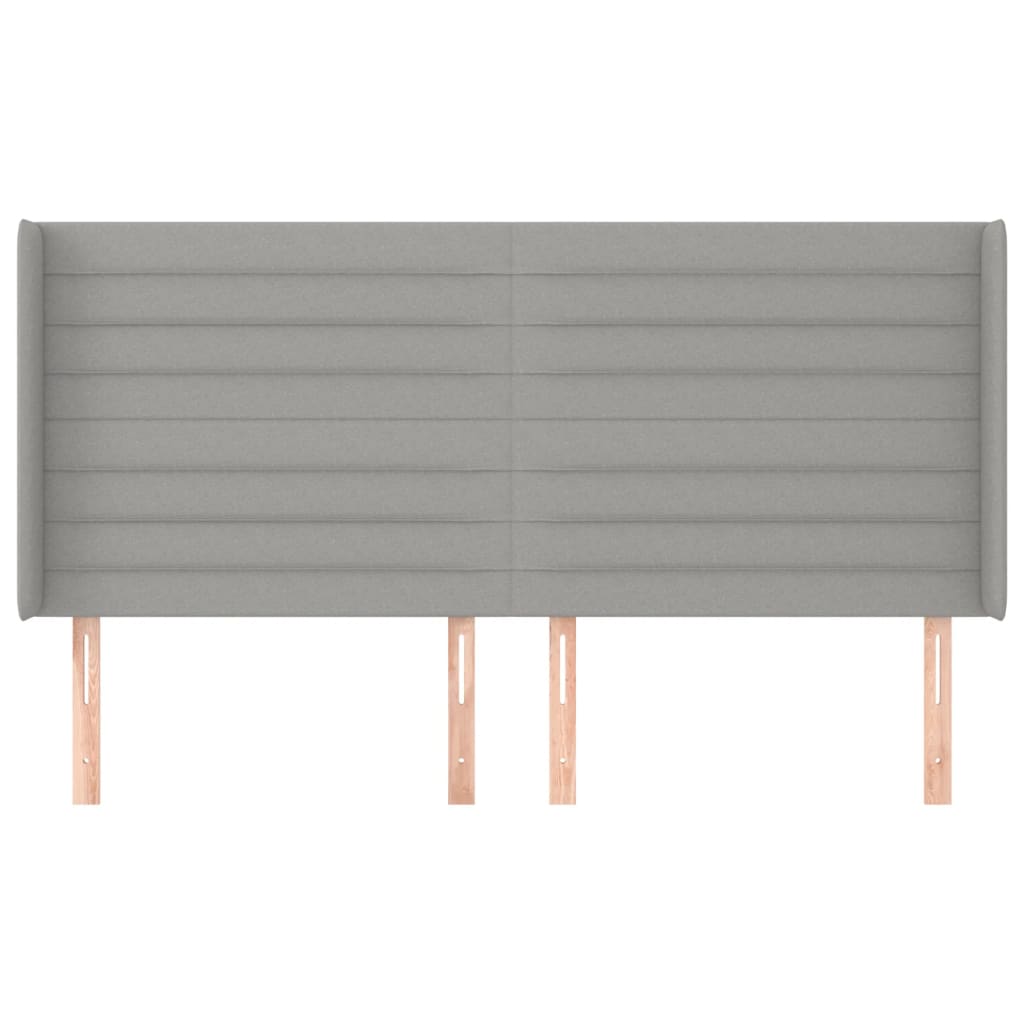 Hoofdbord met randen 203x16x118/128 cm stof lichtgrijs is nu te koop bij PeponiXL, paradijselijk wonen!