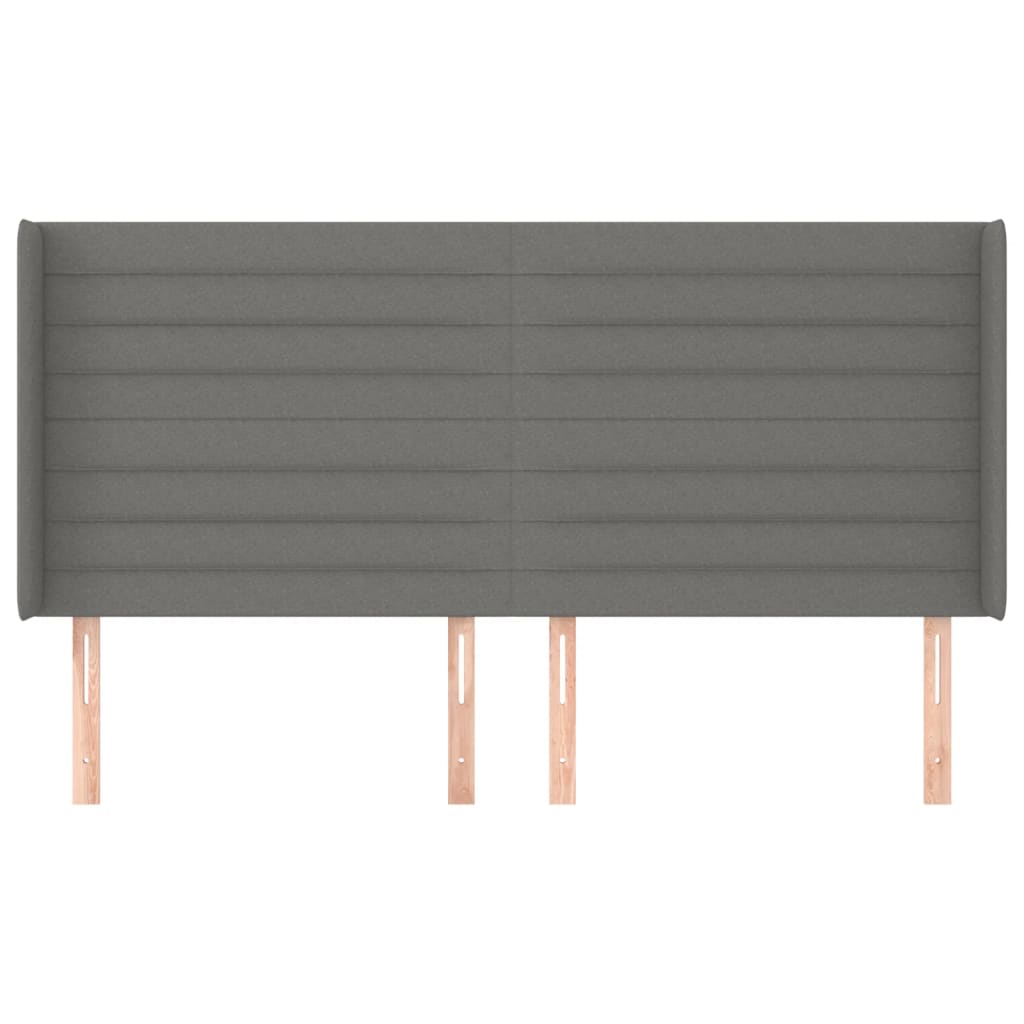 Hoofdbord met randen 203x16x118/128 cm stof donkergrijs is nu te koop bij PeponiXL, paradijselijk wonen!