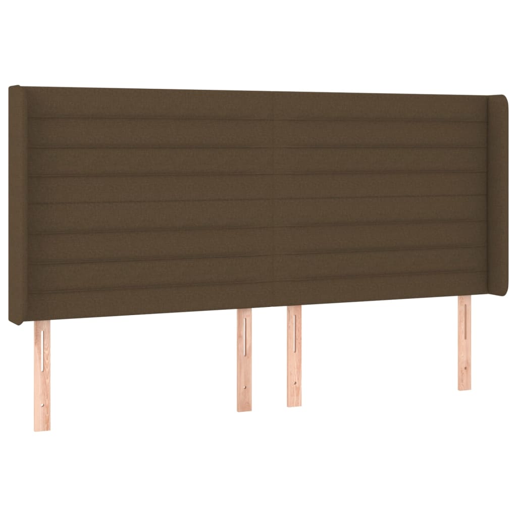 Hoofdbord met randen 203x16x118/128 cm stof donkerbruin is nu te koop bij PeponiXL, paradijselijk wonen!