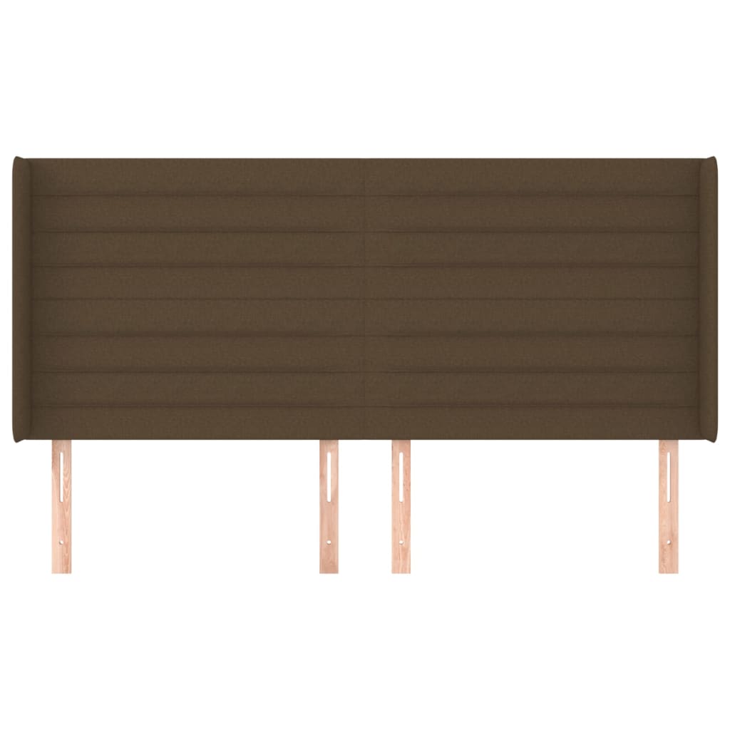 Hoofdbord met randen 203x16x118/128 cm stof donkerbruin is nu te koop bij PeponiXL, paradijselijk wonen!