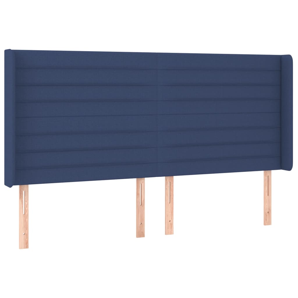 Hoofdbord met randen 203x16x118/128 cm stof blauw is nu te koop bij PeponiXL, paradijselijk wonen!