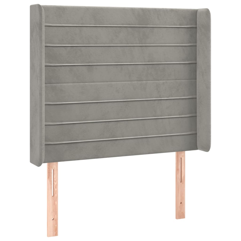 Hoofdbord met randen 83x16x118/128 cm fluweel lichtgrijs is nu te koop bij PeponiXL, paradijselijk wonen!