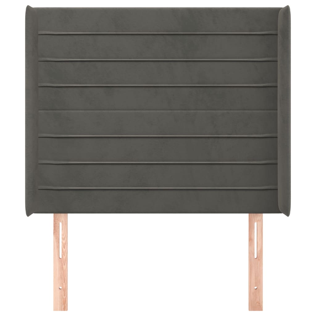 Hoofdbord met randen 83x16x118/128 cm fluweel donkergrijs is nu te koop bij PeponiXL, paradijselijk wonen!